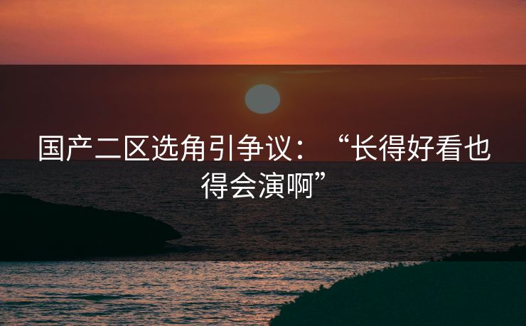 国产二区选角引争议：“长得好看也得会演啊”