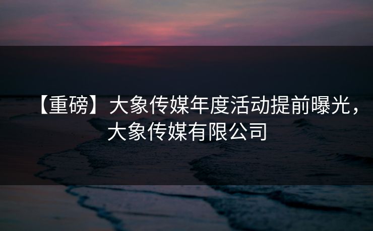 【重磅】大象传媒年度活动提前曝光，大象传媒有限公司